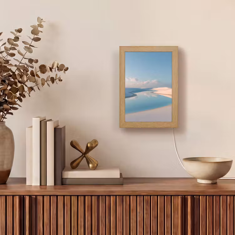 Duinen - Waterplas - Oneindige rust Light Box met kabel (Tafellamp) klein -sfeer2