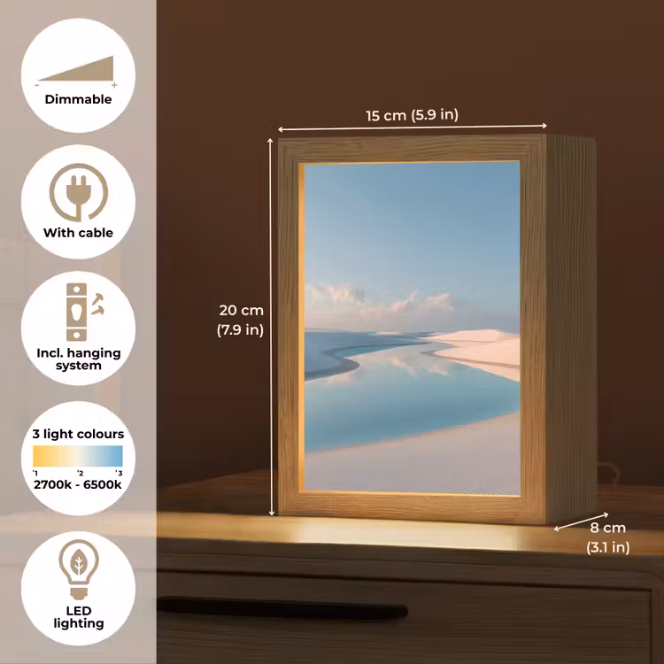 Duinen - Waterplas - Oneindige rust Light Box met kabel (Tafellamp) klein -USP_EN