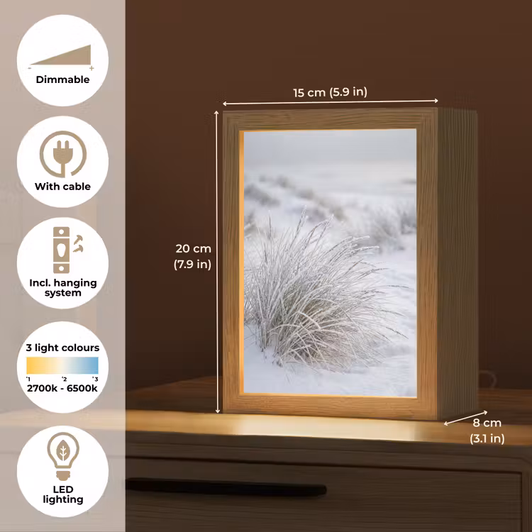 Duinen - Sneeuw - Strand - Winter - Serene Light Box met kabel (Tafellamp) klein -USP_EN