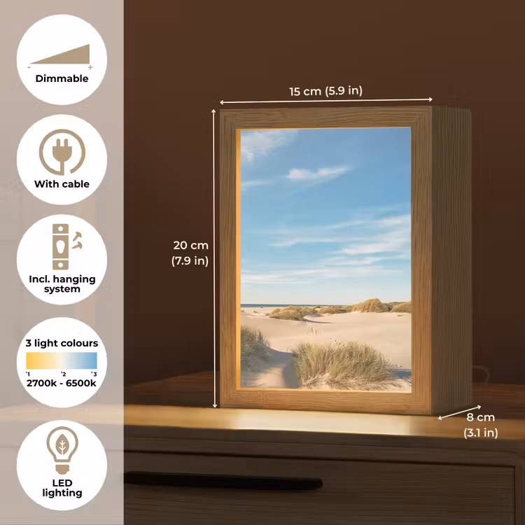 Duinen - Zomer - Landschap - Zee - Strand Light Box met kabel (Tafellamp) klein -USP_EN