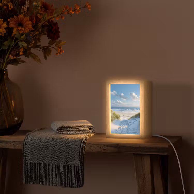 Duinen - Zomer - Zon - Landschap - Zee Light Box met kabel (Tafellamp) klein -sfeer4