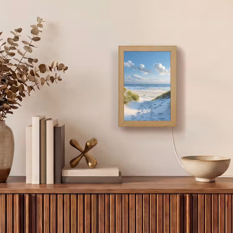 Duinen - Zomer - Zon - Landschap - Zee Light Box met kabel (Tafellamp) klein -sfeer2