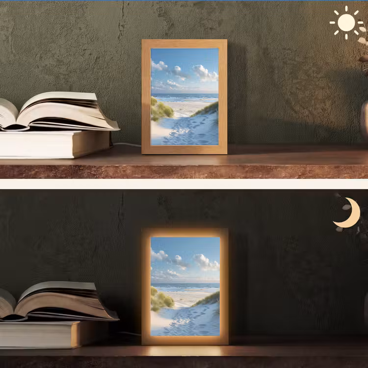 Duinen - Zomer - Zon - Landschap - Zee Light Box met kabel (Tafellamp) klein -sfeer3