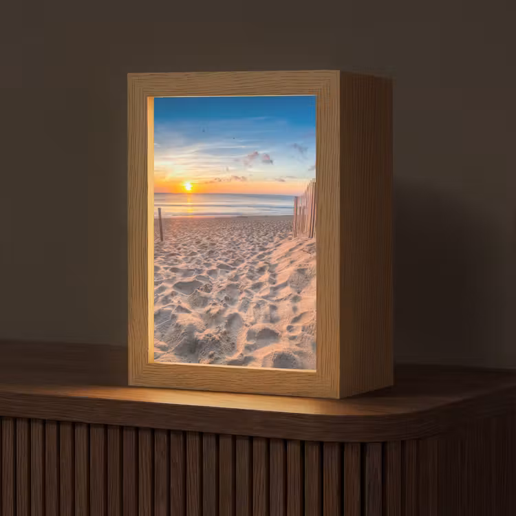 Duinen - Zonsondergang - Strand - Zee - Horizon Light Box met kabel (Tafellamp) klein -z3d_website