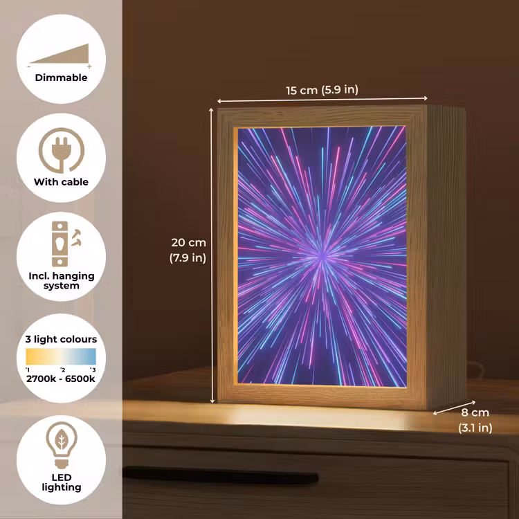 Dynamisch - Ruimte - Kleurrijk Light Box met kabel (Tafellamp) klein -USP_EN