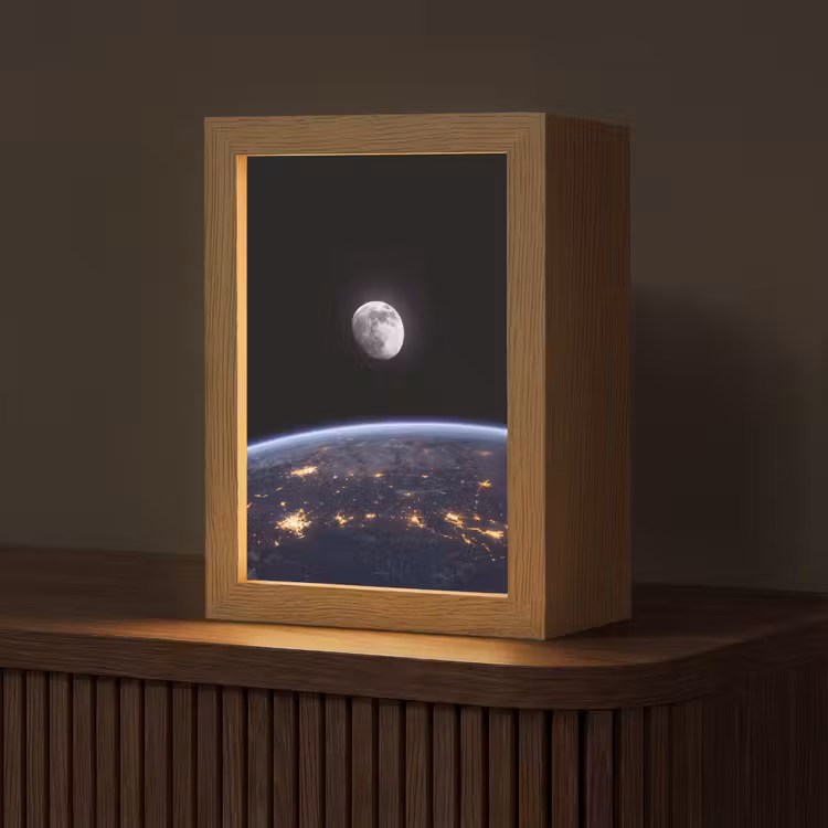 Table Lamp - Earth - Night - Space - Aarde - Nacht - Ruimte Light Box met kabel (Tafellamp) klein