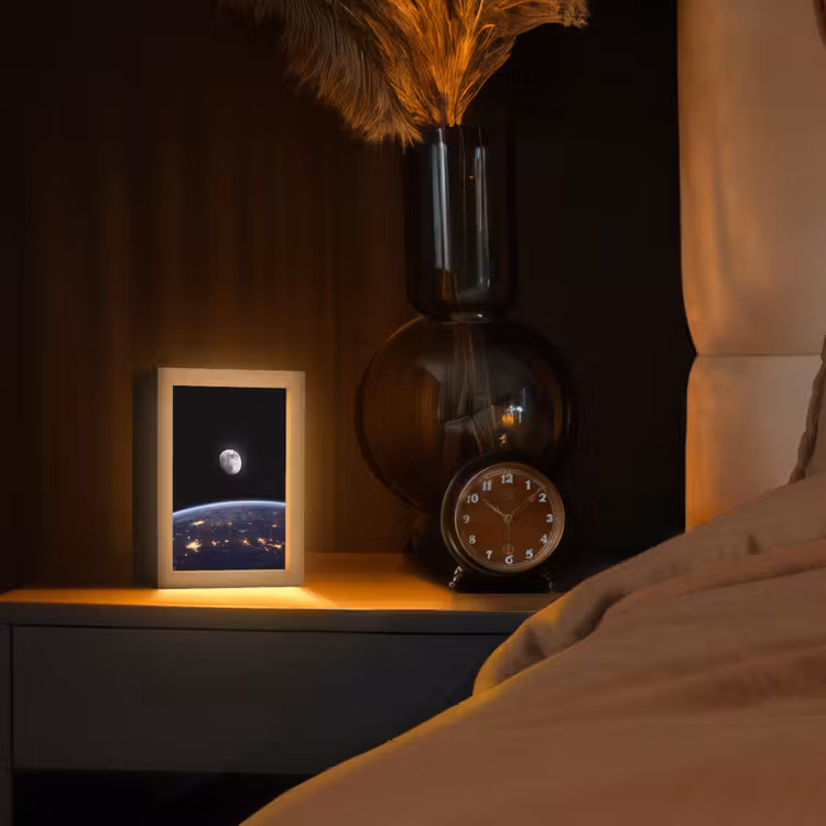 Table Lamp - Earth - Night - Space - Aarde - Nacht - Ruimte Light Box met kabel (Tafellamp) klein