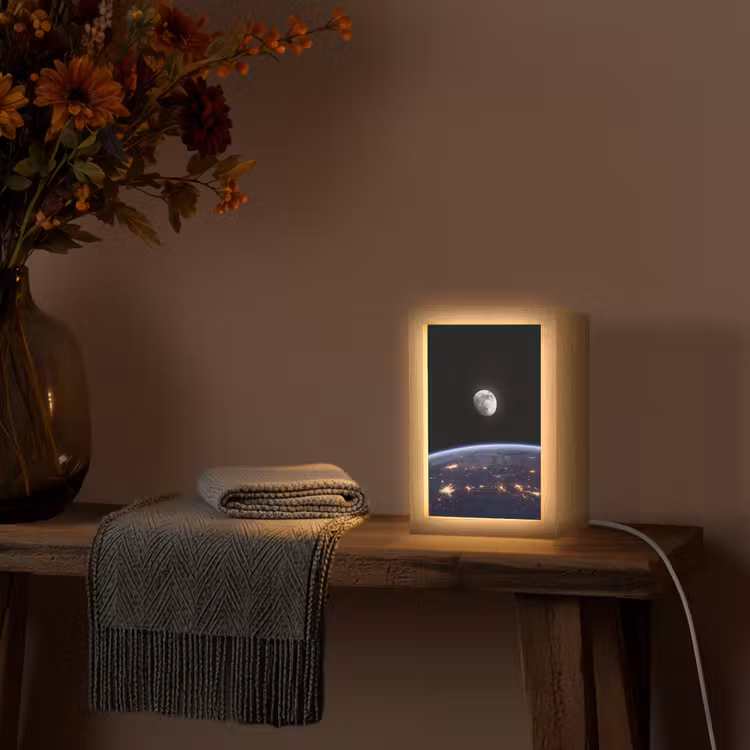 Table Lamp - Earth - Night - Space - Aarde - Nacht - Ruimte Light Box met kabel (Tafellamp) klein