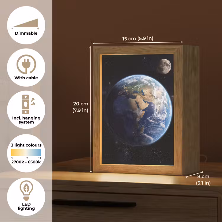 Aarde - Ruimte - Blauw - Groen Light Box met kabel (Tafellamp) klein -USP_EN