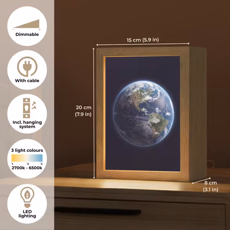 Table Lamp - Earth - Space - Cosmos - Aarde - Ruimte - Kosmos Light Box met kabel (Tafellamp) klein