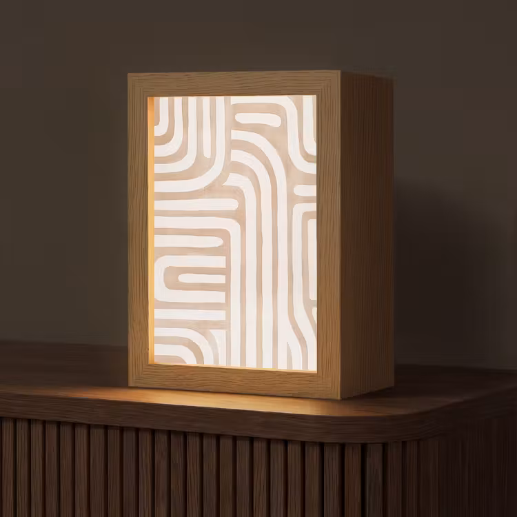 Aardetinten - Labyrintpatroon Light Box met kabel (Tafellamp) klein -z3d_website