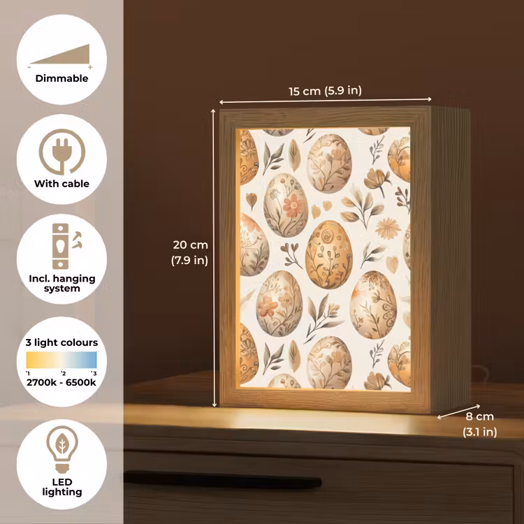Paaseieren - Bruin - Bloemen Light Box met kabel (Tafellamp) klein -USP_EN