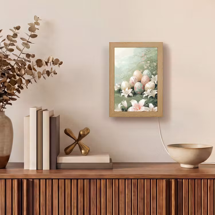 Paaseieren - Pasteltinten - Bloemen Light Box met kabel (Tafellamp) klein -sfeer2