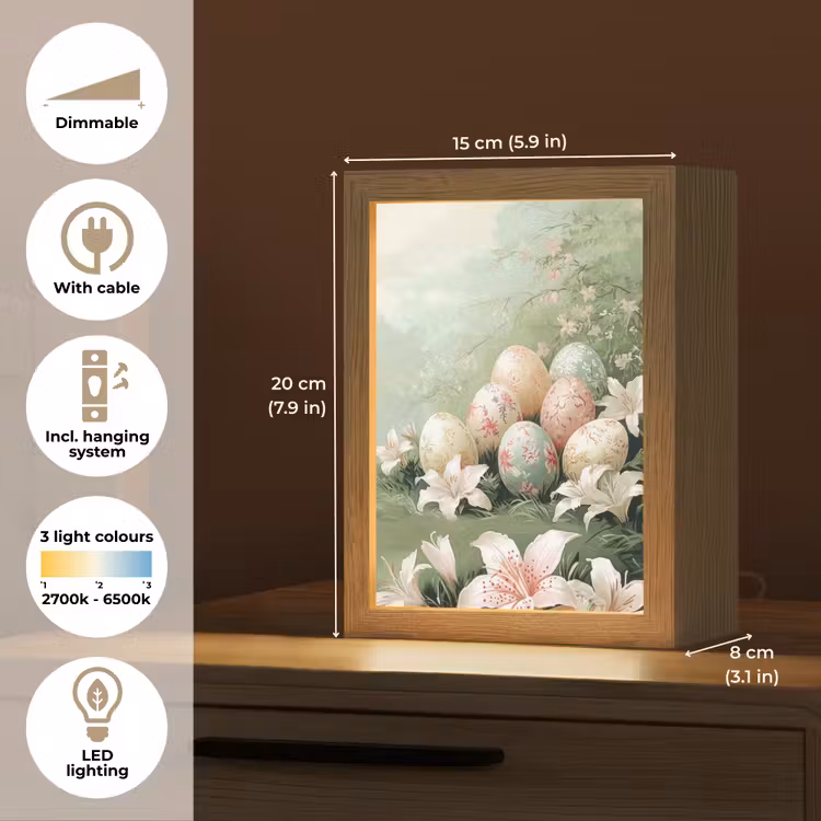Paaseieren - Pasteltinten - Bloemen Light Box met kabel (Tafellamp) klein -USP_EN