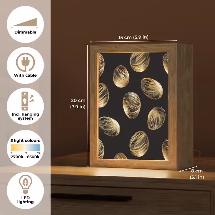 Eieren - Goud - Patroon Light Box met kabel (Tafellamp) klein -USP_EN