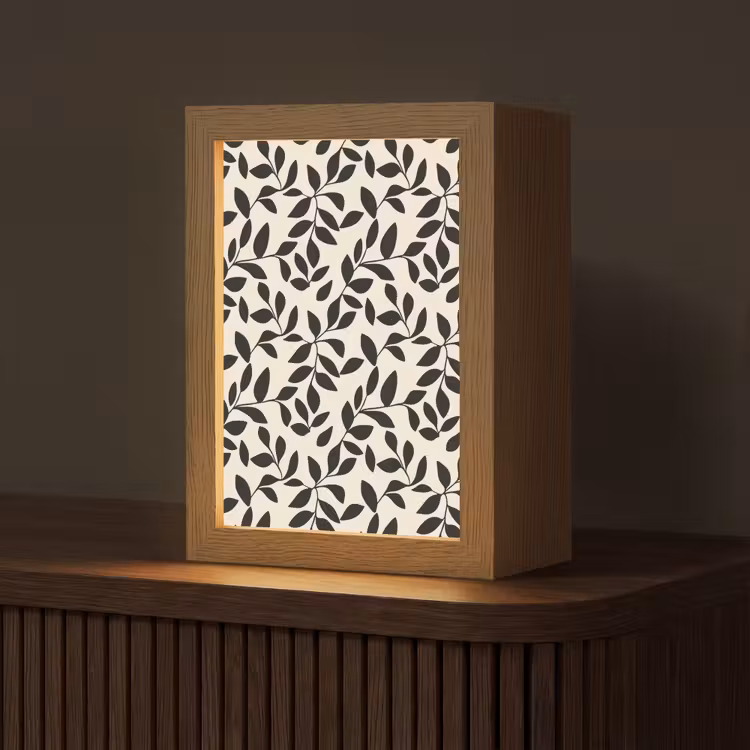 Elegant - Patroon - Zwart - Beige Light Box met kabel (Tafellamp) klein 925 -z3d_website