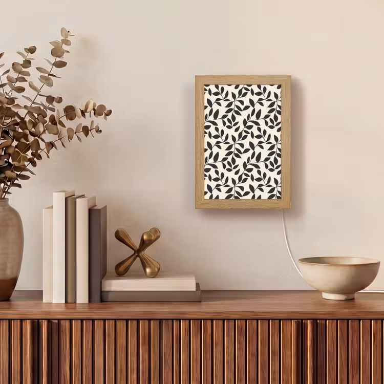 Elegant - Patroon - Zwart - Beige Light Box met kabel (Tafellamp) klein 925 -sfeer2