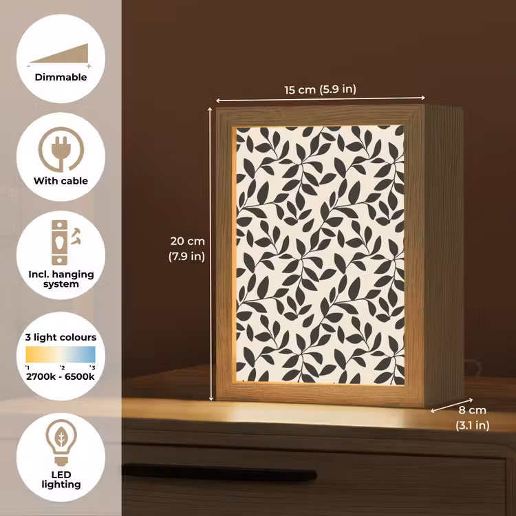 Elegant - Patroon - Zwart - Beige Light Box met kabel (Tafellamp) klein 925 -USP_EN