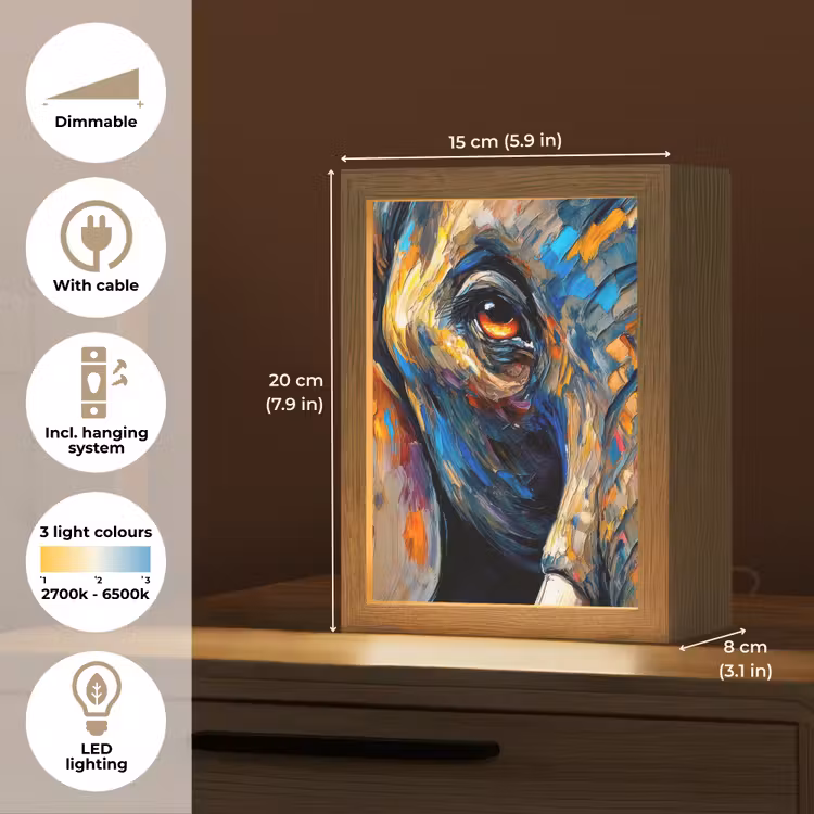 Olifant - Kunst - Dieren Light Box met kabel (Tafellamp) klein -USP_EN