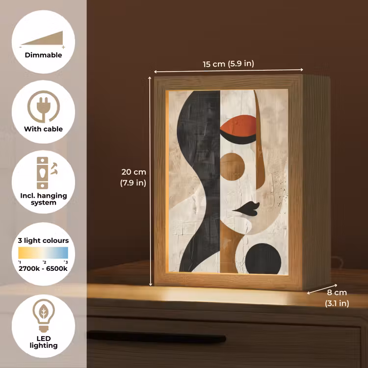 Gezicht - Abstract - Kunst - Vormen Light Box met kabel (Tafellamp) klein -USP_EN