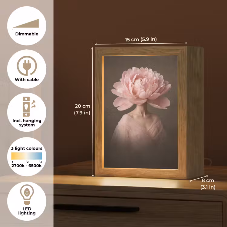 Gezicht - Roos - Roze Light Box met kabel (Tafellamp) klein -USP_EN