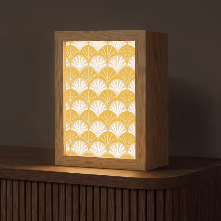 Waaier - Geel - Art Light Box met kabel (Tafellamp) klein 925 -z3d_website
