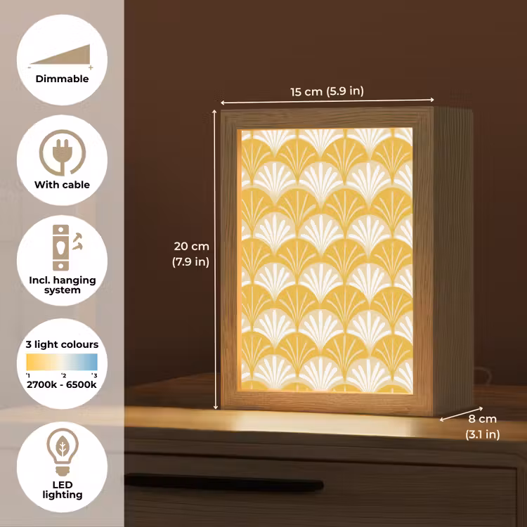 Waaier - Geel - Art Light Box met kabel (Tafellamp) klein 925 -USP_EN