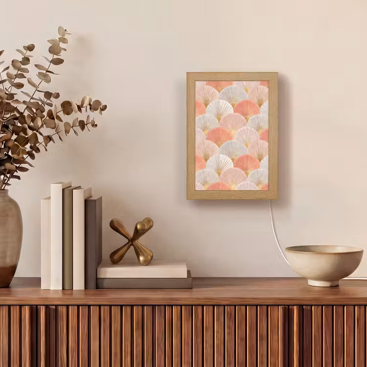 Waaiers - Goud - Roze Light Box met kabel (Tafellamp) klein 925 -sfeer2