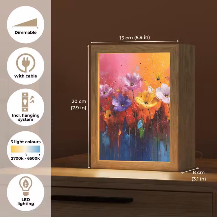Fantasiebloemen - Verf - Speels Light Box met kabel (Tafellamp) klein -USP_EN