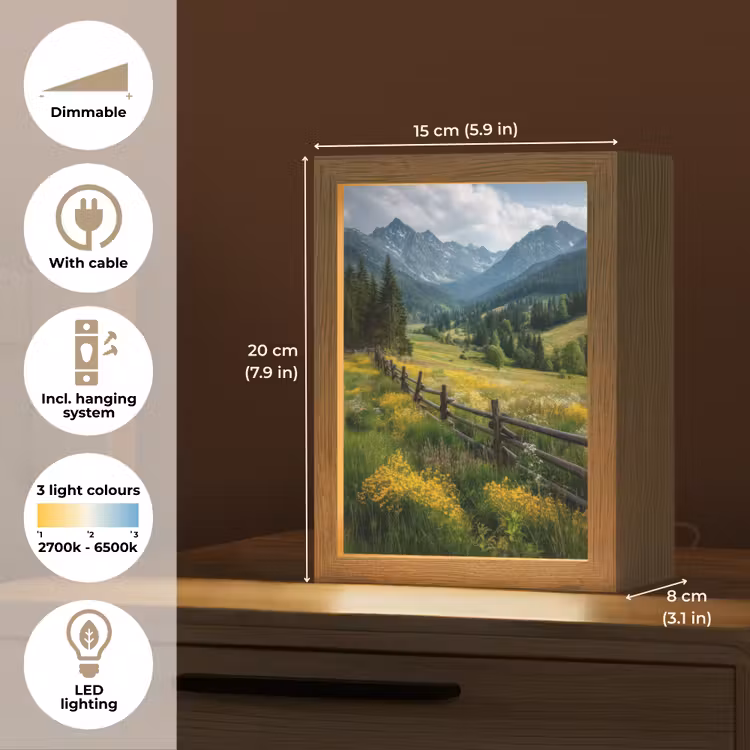 Veld - Hek - Bergen - Bloemen Light Box met kabel (Tafellamp) klein -USP_EN