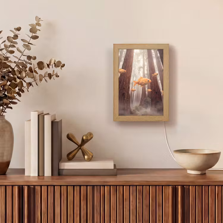 Table Lamp - Fish - Forest - Fantasy - Vis - Bos - Fantasie Light Box met kabel (Tafellamp) klein