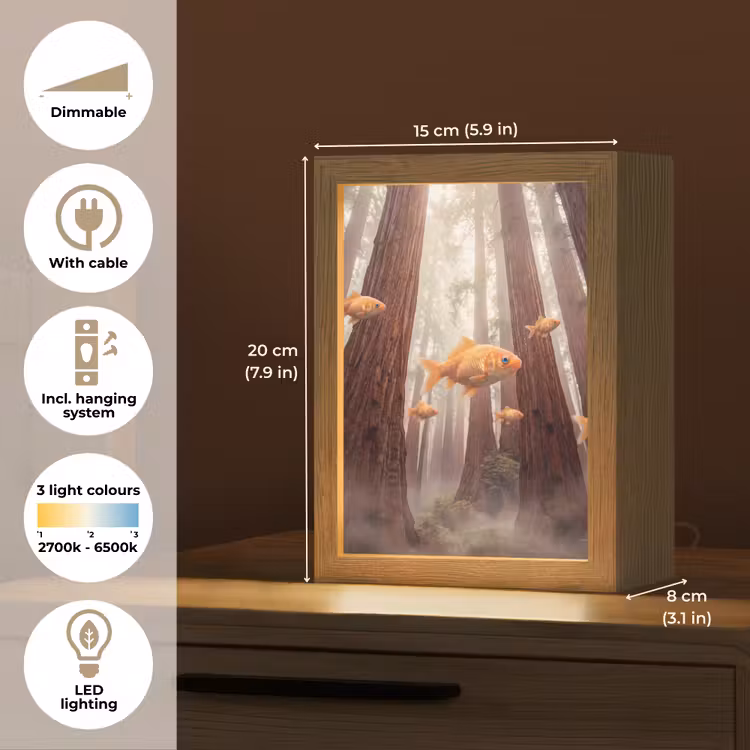 Table Lamp - Fish - Forest - Fantasy - Vis - Bos - Fantasie Light Box met kabel (Tafellamp) klein