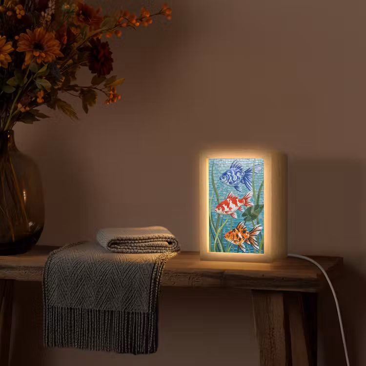 Vis - Mozaïek - Onderwater - Kleurrijk - Dieren Light Box met kabel (Tafellamp) klein -sfeer4