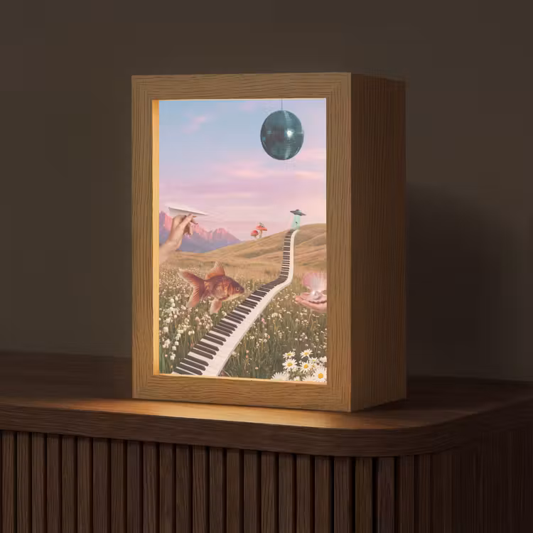 Table Lamp - Fish - Nature - Abstract - Vis - Natuur - Abstract Light Box met kabel (Tafellamp) klein