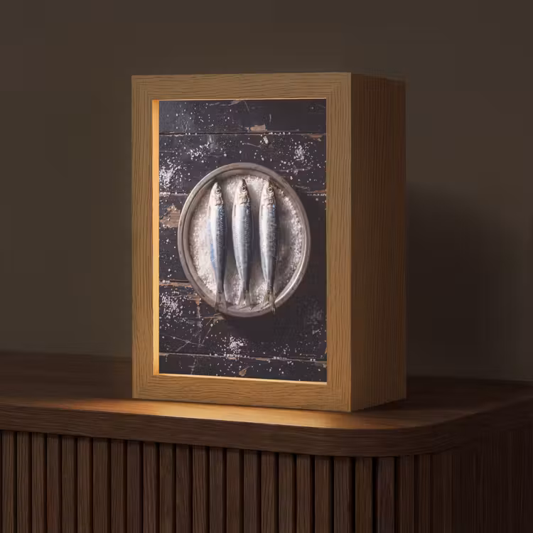 Table Lamp - Fish - Salt - Food - Vis - Zout - Eten Light Box met kabel (Tafellamp) klein