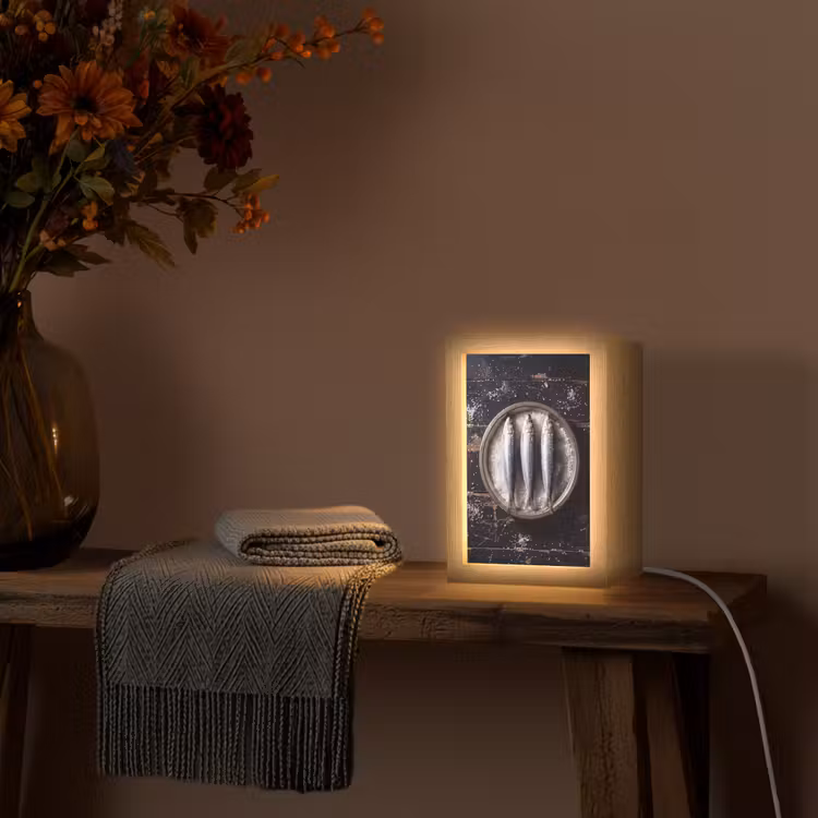 Table Lamp - Fish - Salt - Food - Vis - Zout - Eten Light Box met kabel (Tafellamp) klein
