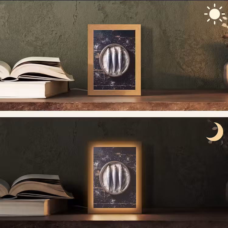 Table Lamp - Fish - Salt - Food - Vis - Zout - Eten Light Box met kabel (Tafellamp) klein