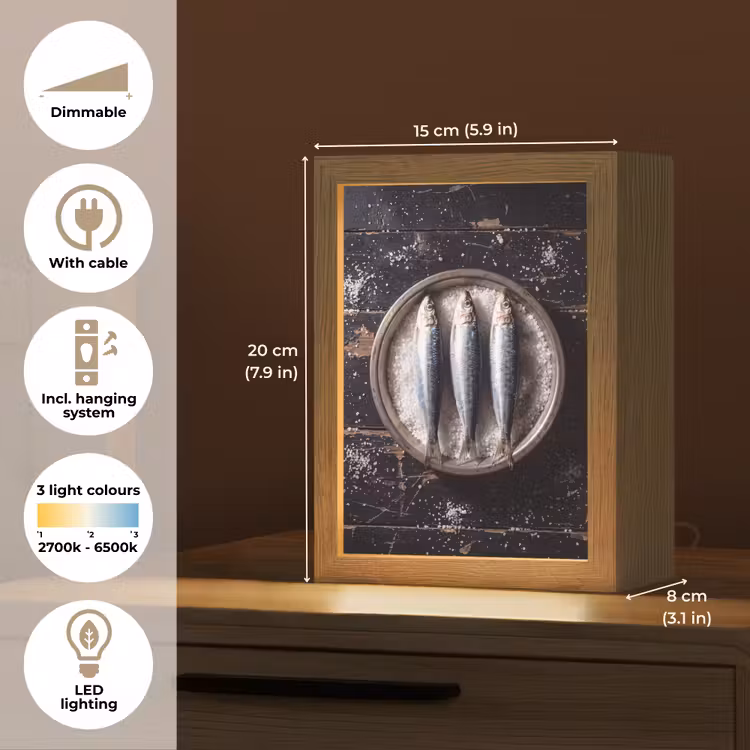 Table Lamp - Fish - Salt - Food - Vis - Zout - Eten Light Box met kabel (Tafellamp) klein