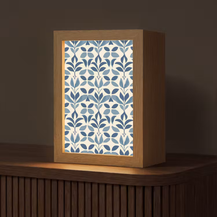 Flora - Modern - Blauw Light Box met kabel (Tafellamp) klein 925 -z3d_website