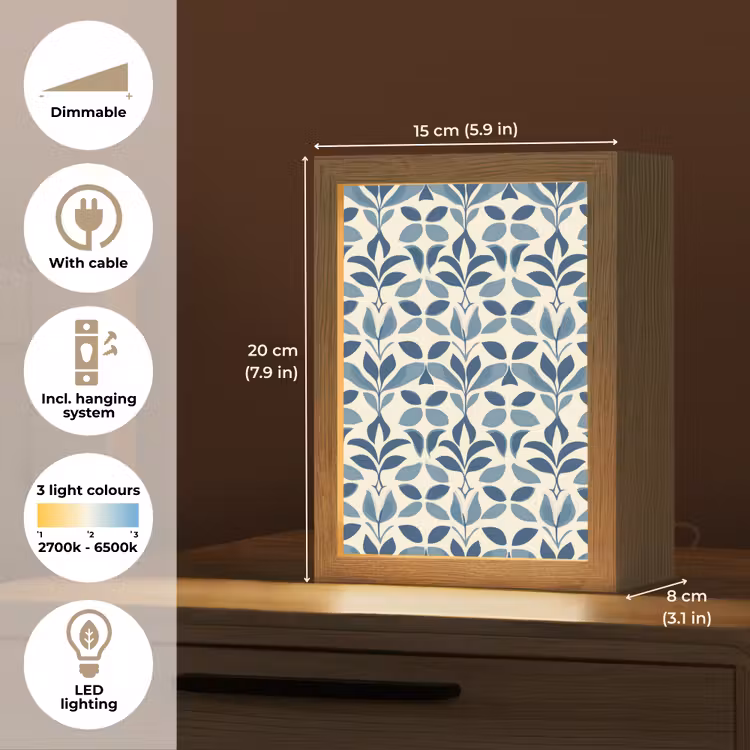 Flora - Modern - Blauw Light Box met kabel (Tafellamp) klein 925 -USP_EN