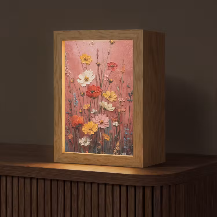 Bloemenboeket - Diepte - Tastbare textuur Light Box met kabel (Tafellamp) klein -z3d_website