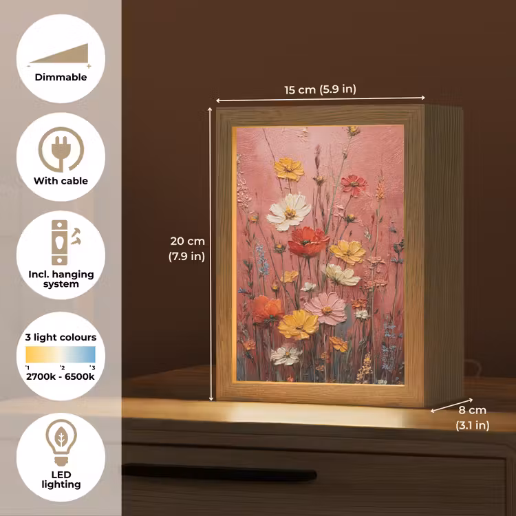 Bloemenboeket - Diepte - Tastbare textuur Light Box met kabel (Tafellamp) klein -USP_EN