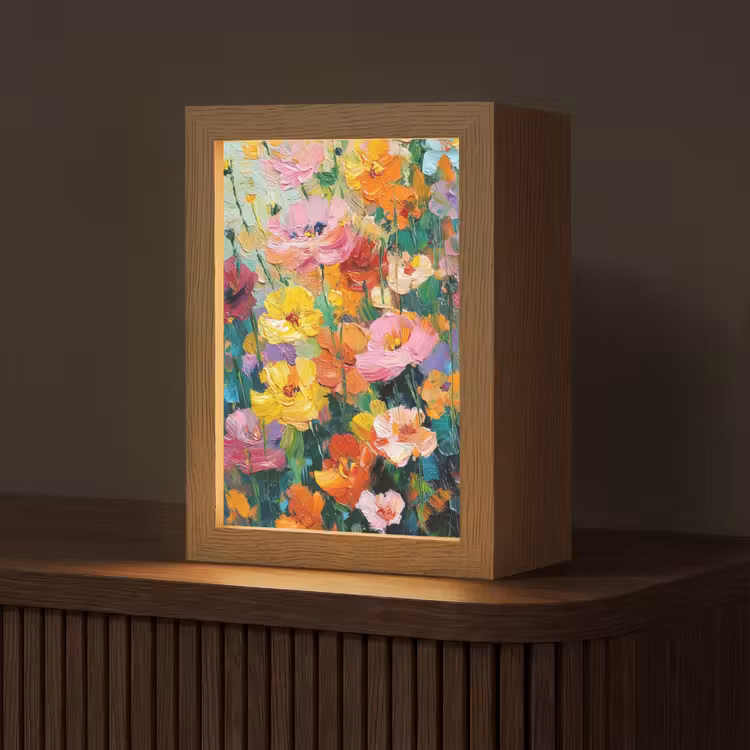 Bloemen explosie - Heldere kleuren - Vrolijk Light Box met kabel (Tafellamp) klein -z3d_website