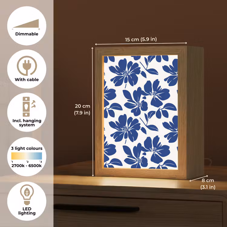 Floraal - Modern - Blauw Light Box met kabel (Tafellamp) klein 925 -USP_EN