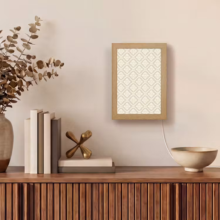Floraal - Ornament - Beige Light Box met kabel (Tafellamp) klein 925 -sfeer2