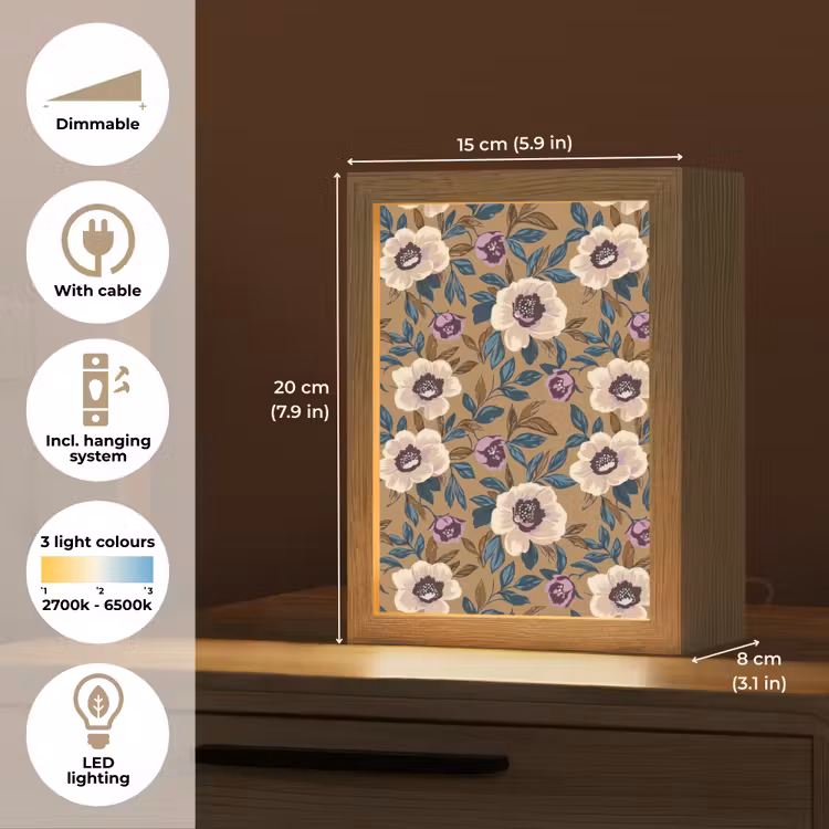Floraal - Stilleven - Kleurrijk Light Box met kabel (Tafellamp) klein 925 -USP_EN