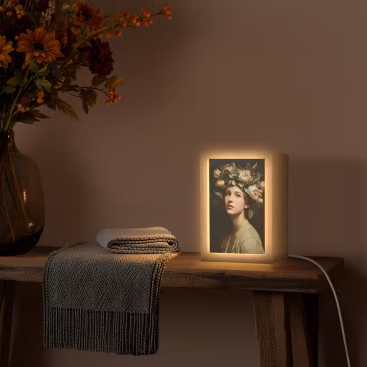 Bloemenstilte - Vrouw - Portret Light Box met kabel (Tafellamp) klein -sfeer4