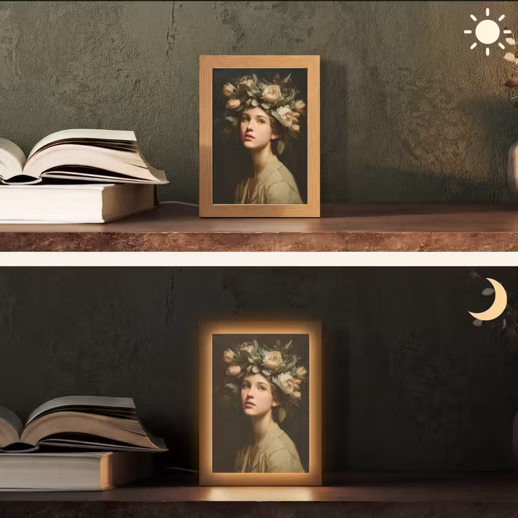 Bloemenstilte - Vrouw - Portret Light Box met kabel (Tafellamp) klein -sfeer3