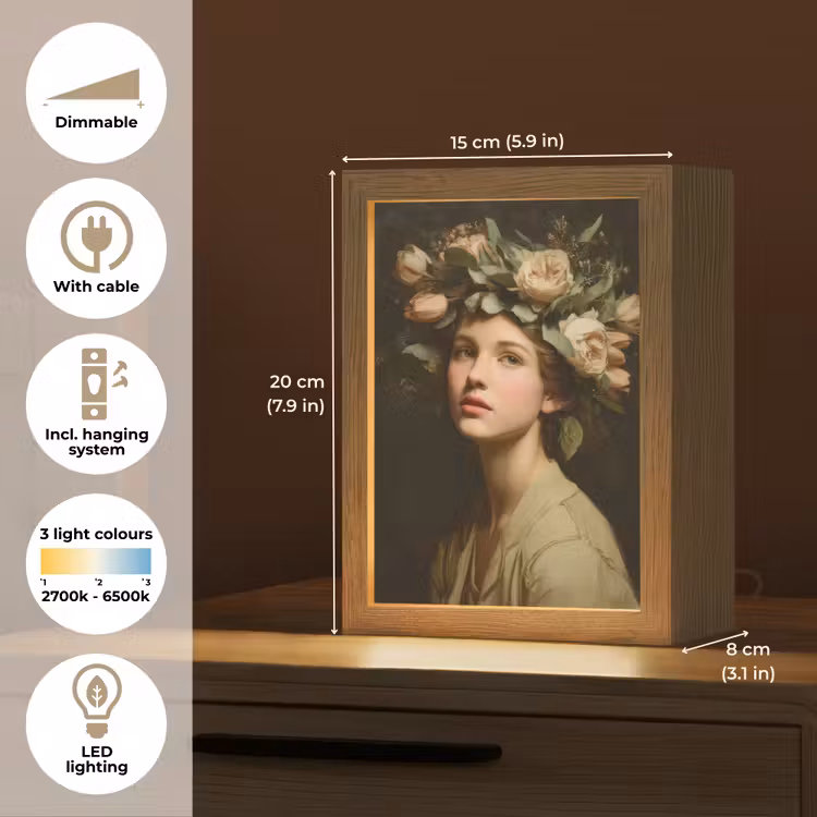 Bloemenstilte - Vrouw - Portret Light Box met kabel (Tafellamp) klein -USP_EN