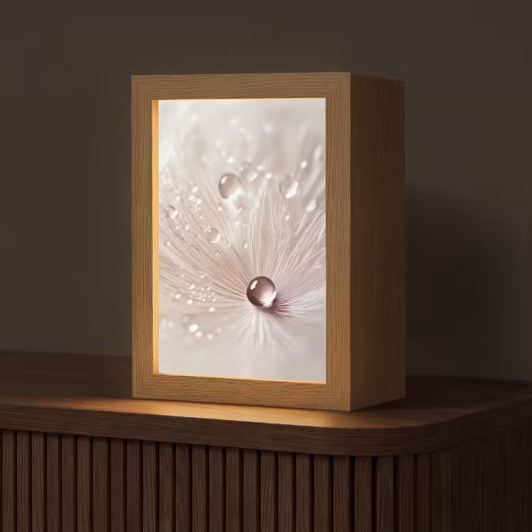 Bloem - Abstract - Wit - Water - Natuur Light Box met kabel (Tafellamp) klein -z3d_website